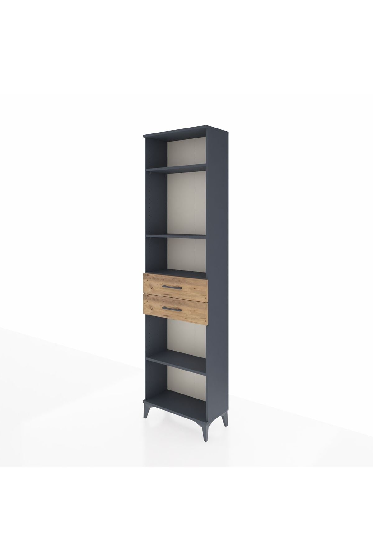 Arges Dolap 4 Raflı 2 Çekmeceli 60x30x221 Antrasit-Çam