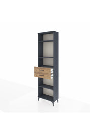 Arges Dolap 4 Raflı 2 Çekmeceli 60x30x221 Antrasit-Çam