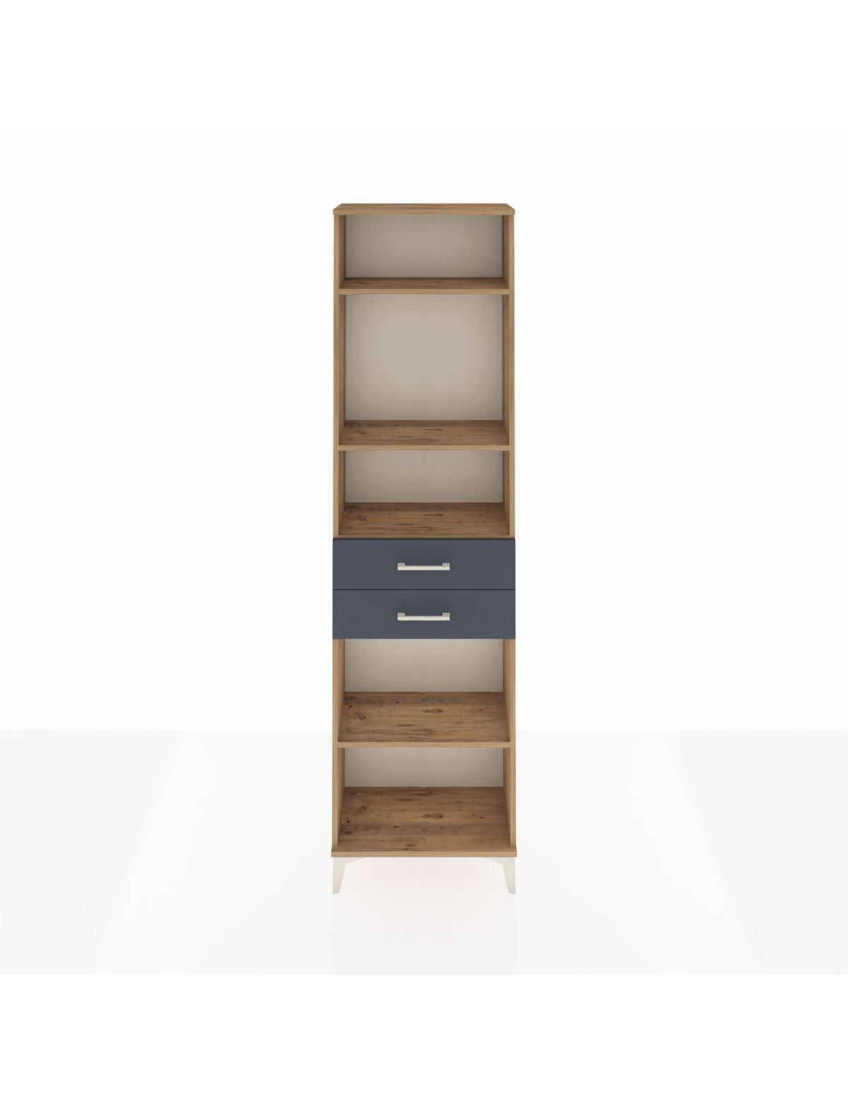 Arges Dolap 4 Raflı 2 Çekmeceli 60x30x221 Çam-Antrasit