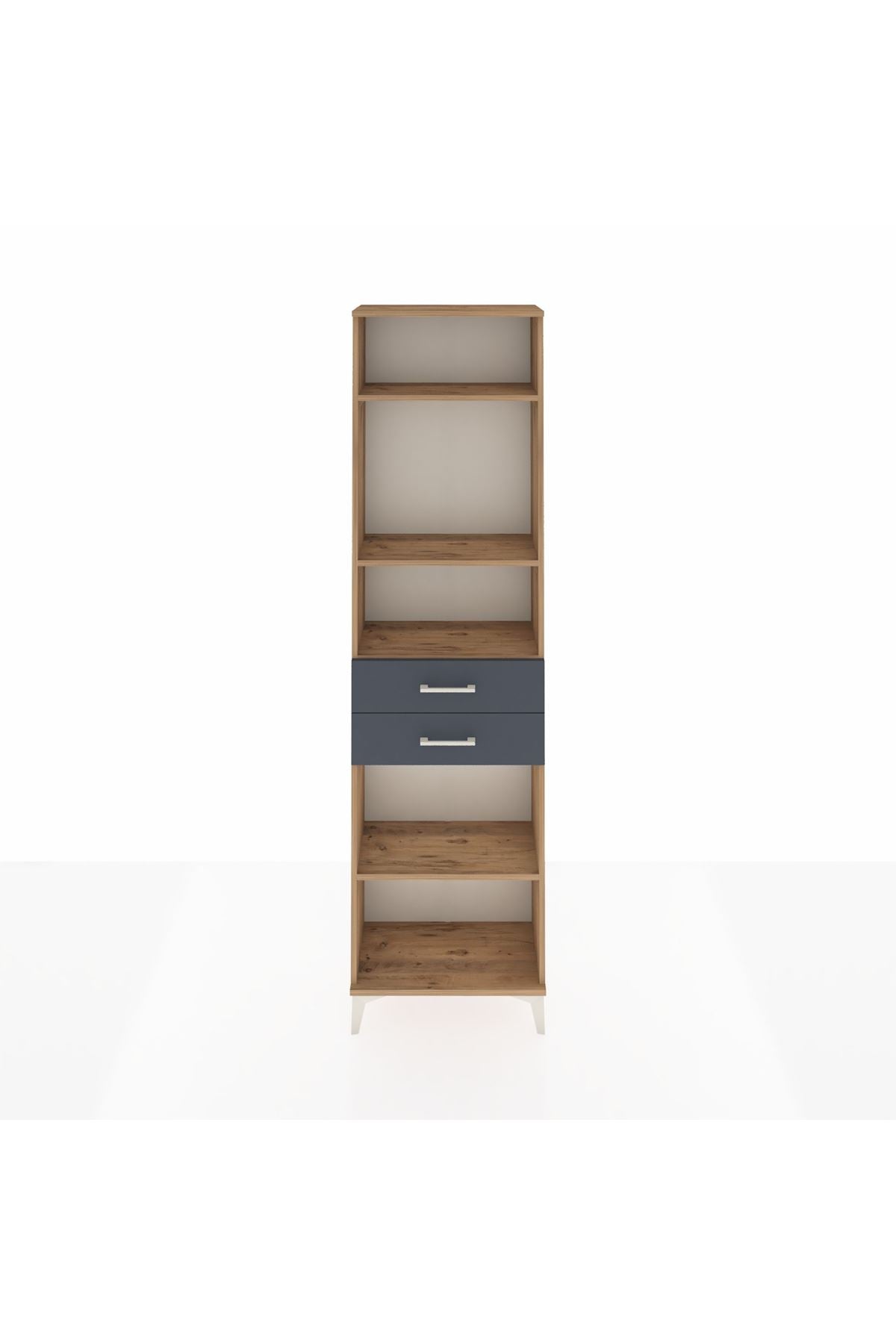 Arges Dolap 4 Raflı 2 Çekmeceli 60x30x221 Çam-Antrasit