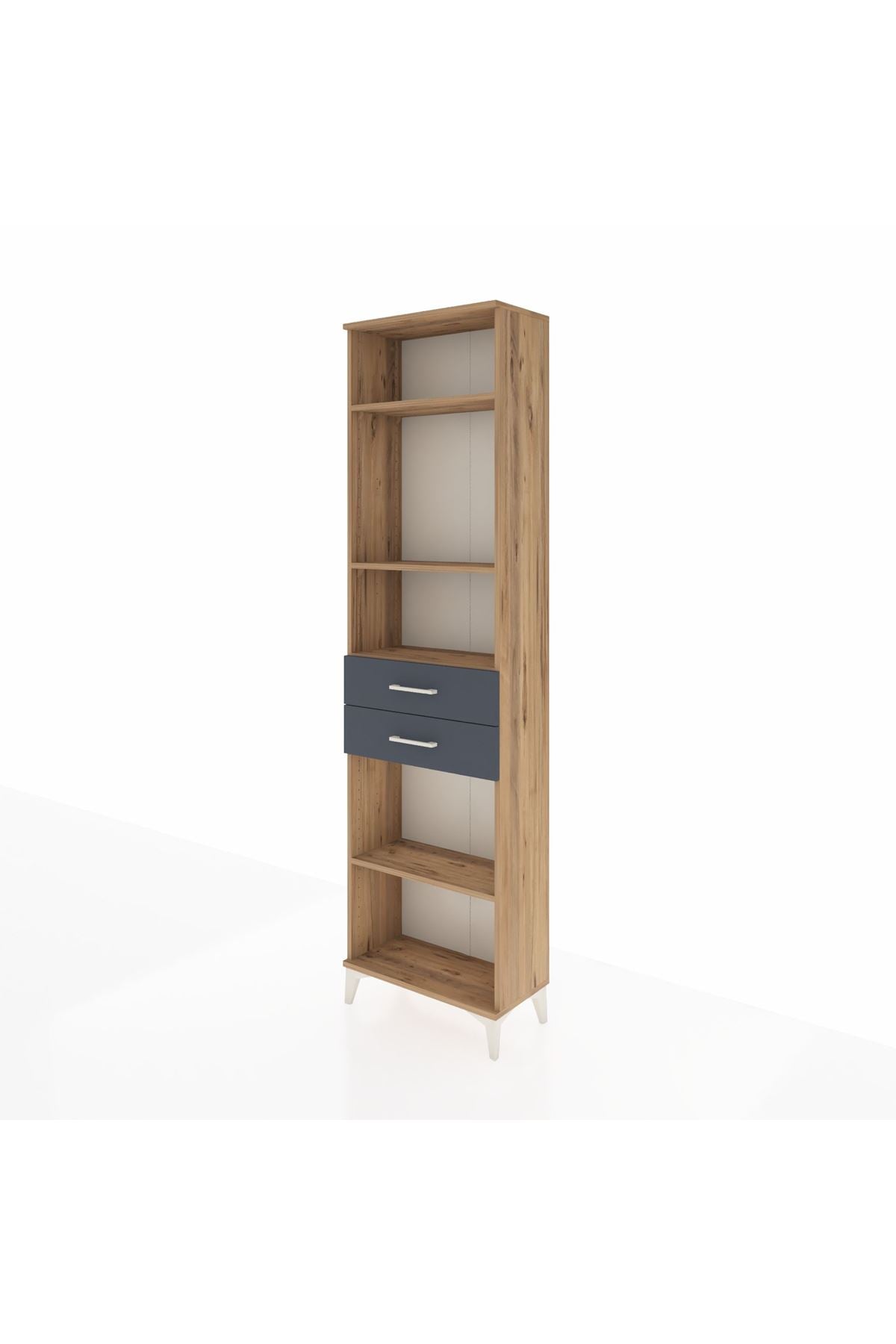 Arges Dolap 4 Raflı 2 Çekmeceli 60x30x221 Çam-Antrasit