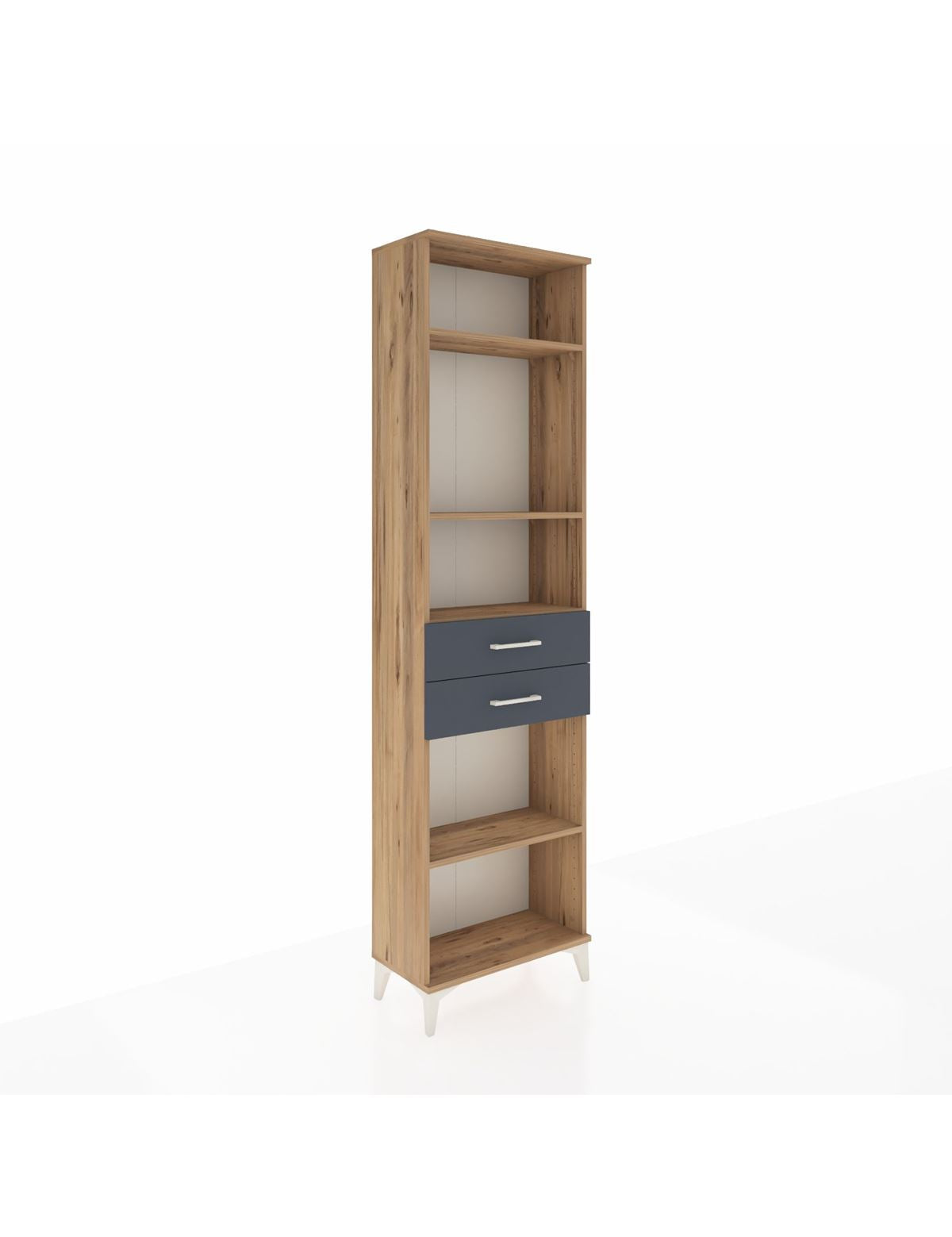 Arges Dolap 4 Raflı 2 Çekmeceli 60x30x221 Çam-Antrasit