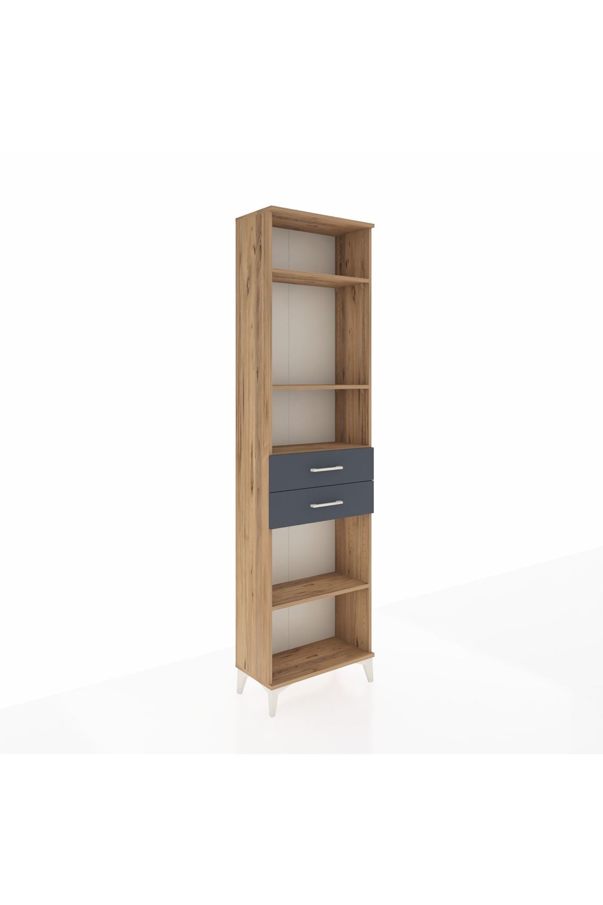 Arges Dolap 4 Raflı 2 Çekmeceli 60x30x221 Çam-Antrasit