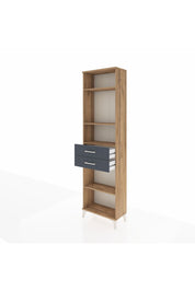 Arges Dolap 4 Raflı 2 Çekmeceli 60x30x221 Çam-Antrasit