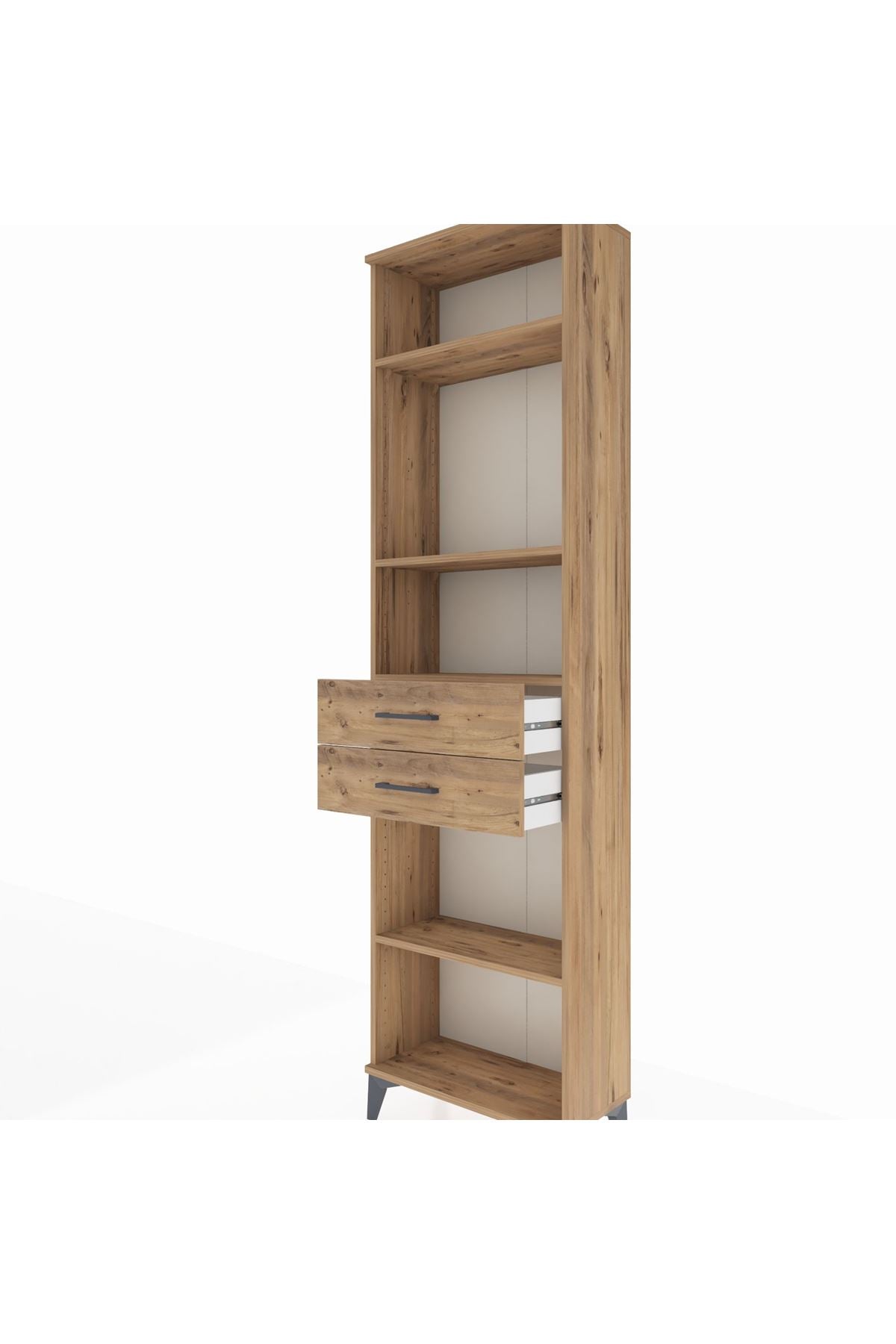 Arges Dolap 4 Raflı 2 Çekmeceli 60x30x221 Çam-Çam