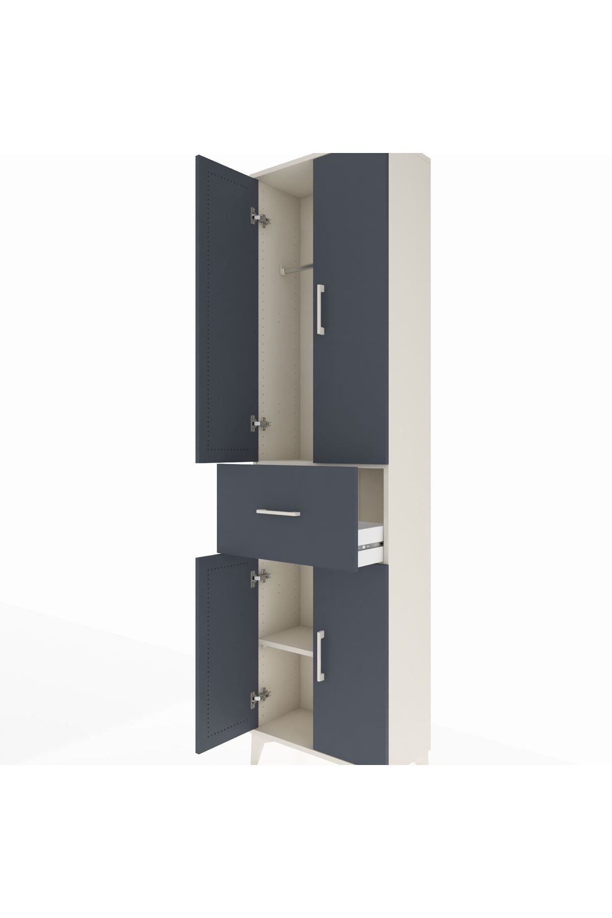 Arges Dolap 2 Raflı Tek Çekmeceli Tek Askılı 60x30x221 Aytaşı-Antrasit