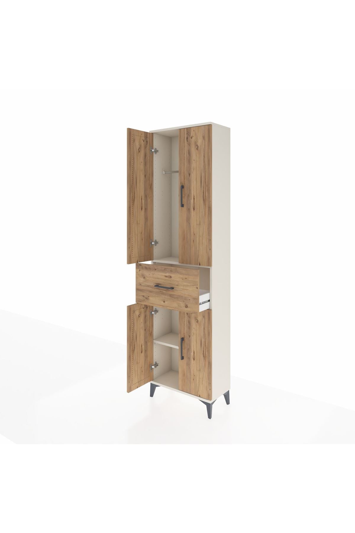 Arges Dolap 2 Raflı Tek Çekmeceli Tek Askılı 60x30x221 Aytaşı-Çam