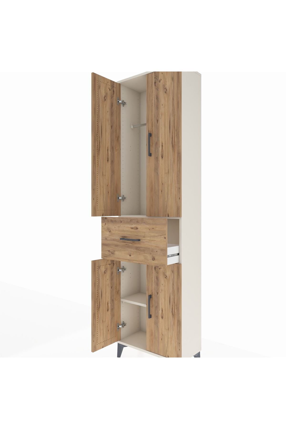 Arges Dolap 2 Raflı Tek Çekmeceli Tek Askılı 60x30x221 Aytaşı-Çam