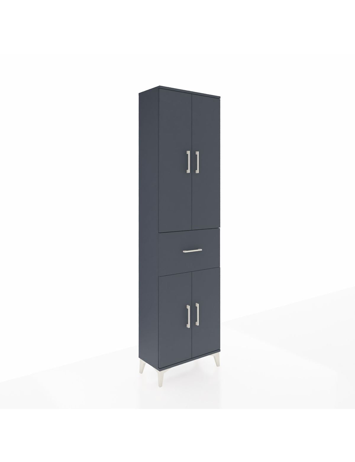 Arges Dolap 2 Raflı Tek Çekmeceli Tek Askılı 60x30x221 Antrasit-Antrasit