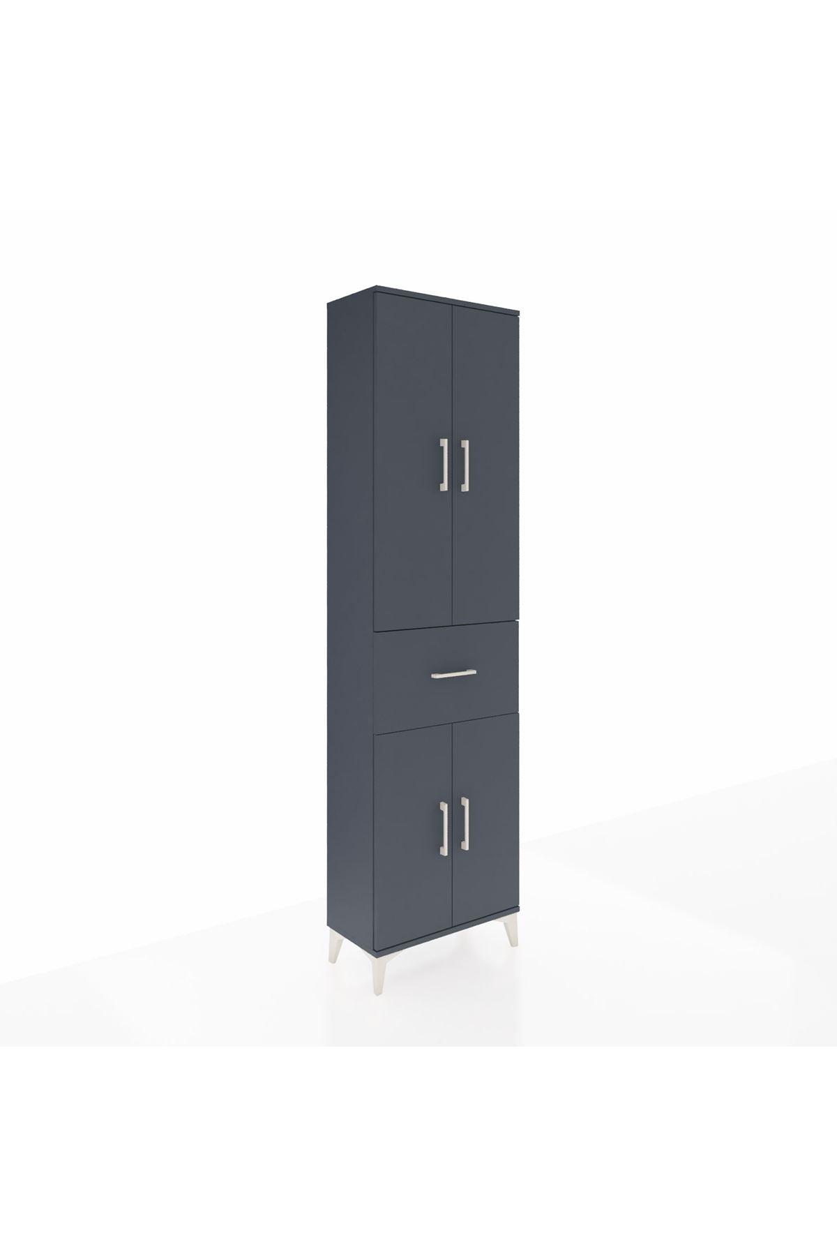 Arges Dolap 2 Raflı Tek Çekmeceli Tek Askılı 60x30x221 Antrasit-Antrasit