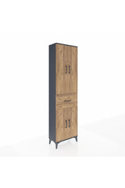 Arges Dolap 2 Raflı Tek Çekmeceli Tek Askılı 60x30x221 Antrasit-Çam