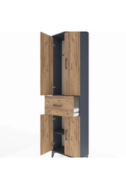 Arges Dolap 2 Raflı Tek Çekmeceli Tek Askılı 60x30x221 Antrasit-Çam