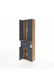 Arges Dolap 2 Raflı Tek Çekmeceli Tek Askılı 60x30x221 Çam-Antrasit