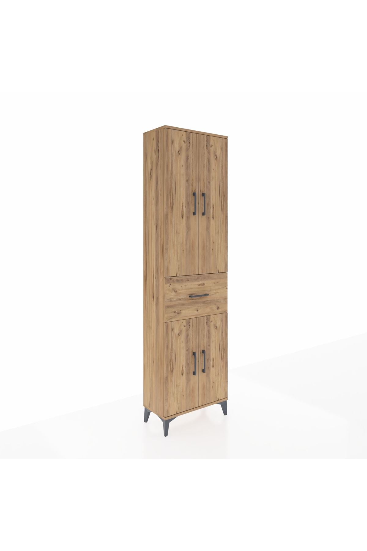 Arges Dolap 2 Raflı Tek Çekmeceli Tek Askılı 60x30x221 Çam-Çam