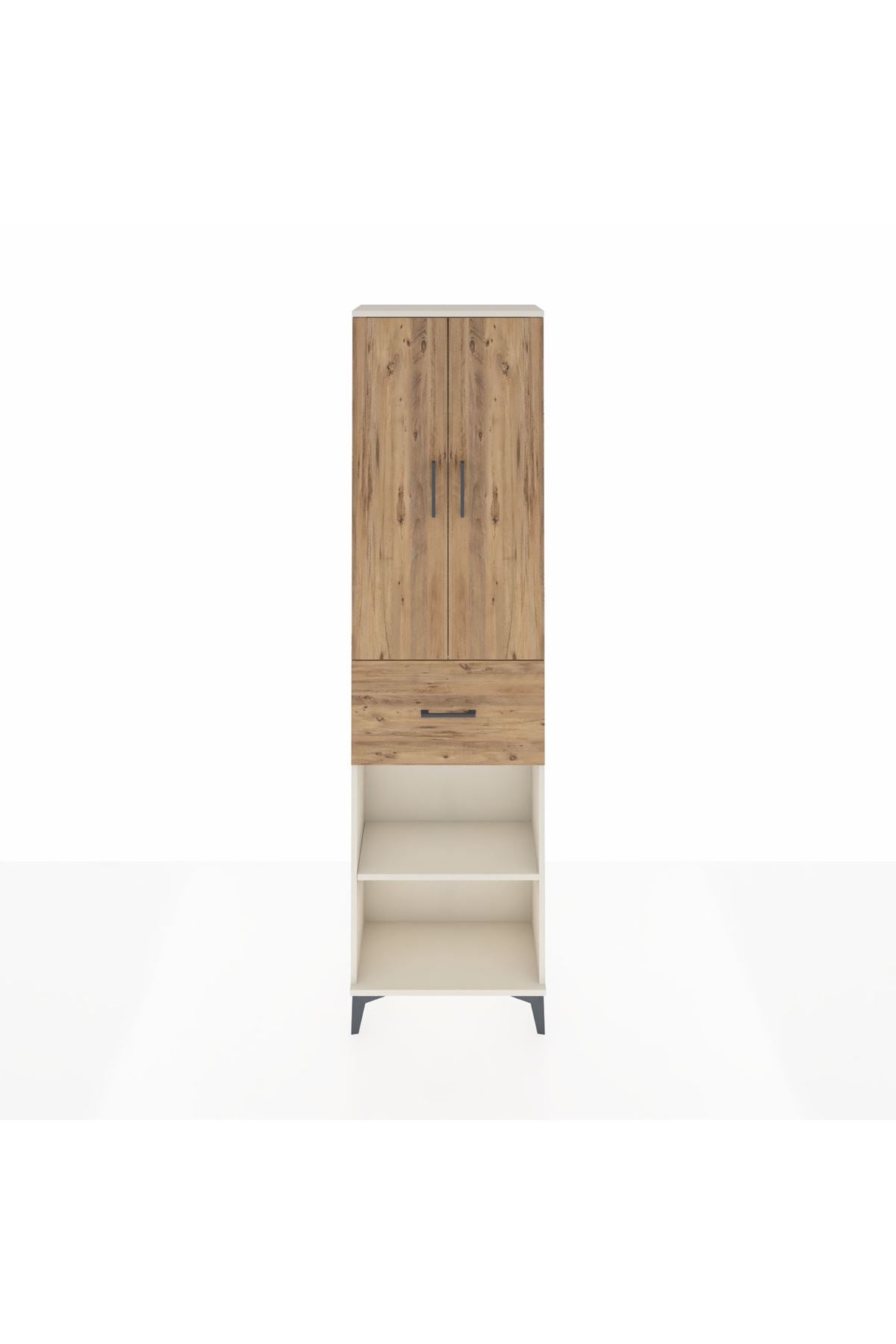 Arges Dolap 2 Raflı Tek Çekmeceli Tek Askılı 60x30x221 Aytaşı-Çam