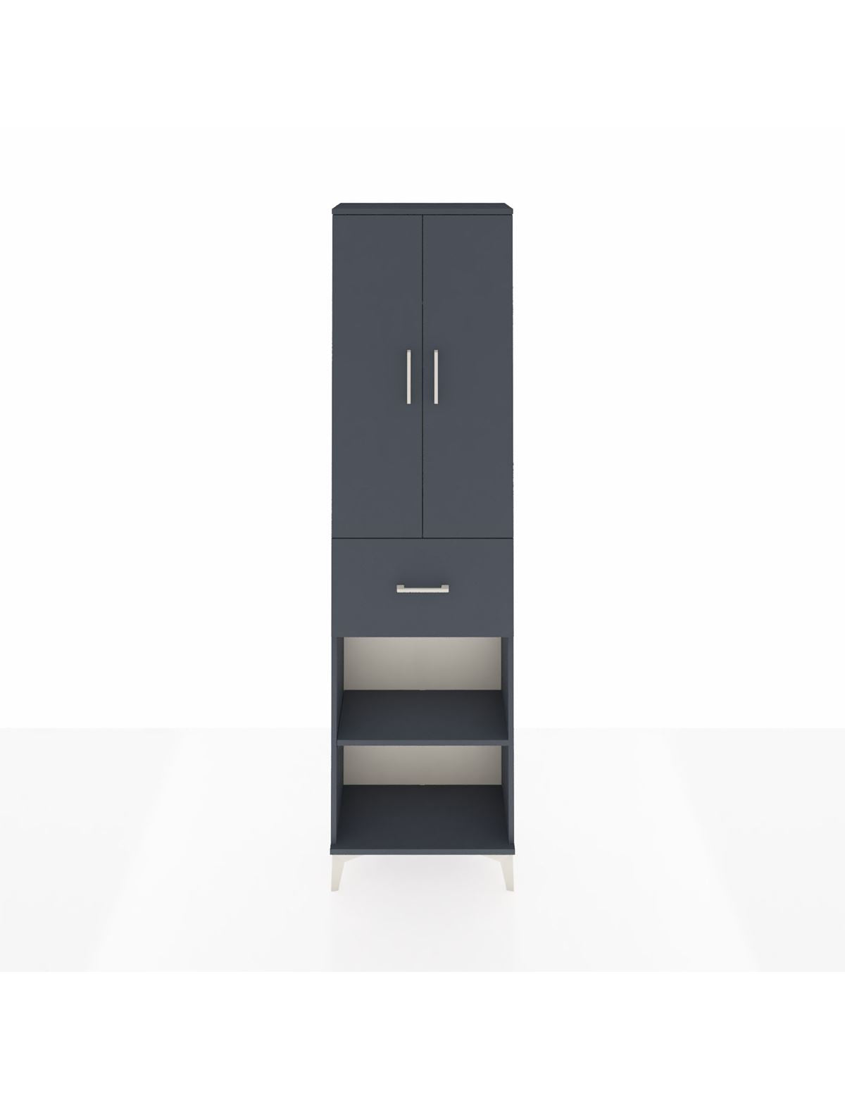 Arges Dolap 2 Raflı Tek Çekmeceli Tek Askılı 60x30x221 Antrasit-Antrasit