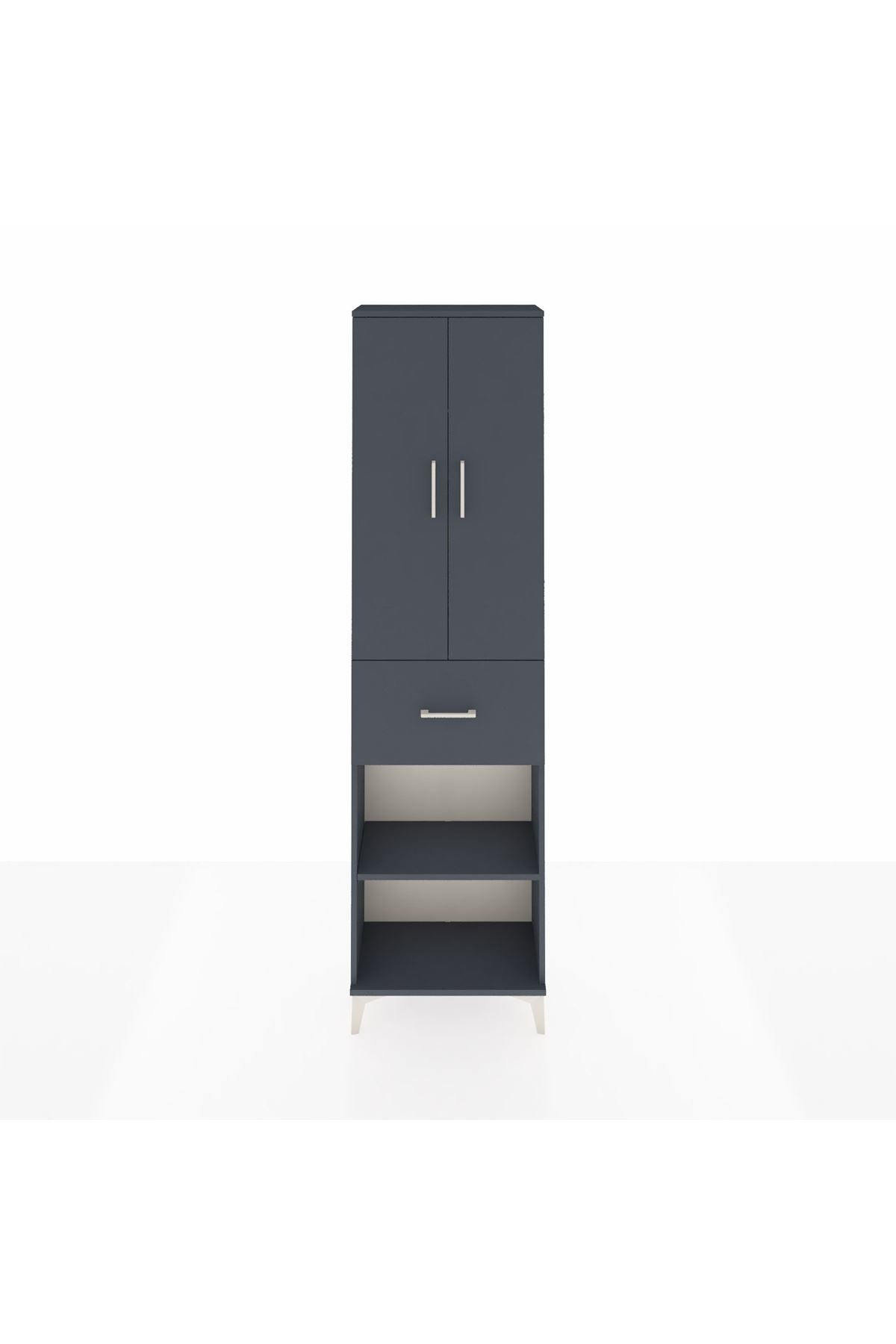 Arges Dolap 2 Raflı Tek Çekmeceli Tek Askılı 60x30x221 Antrasit-Antrasit