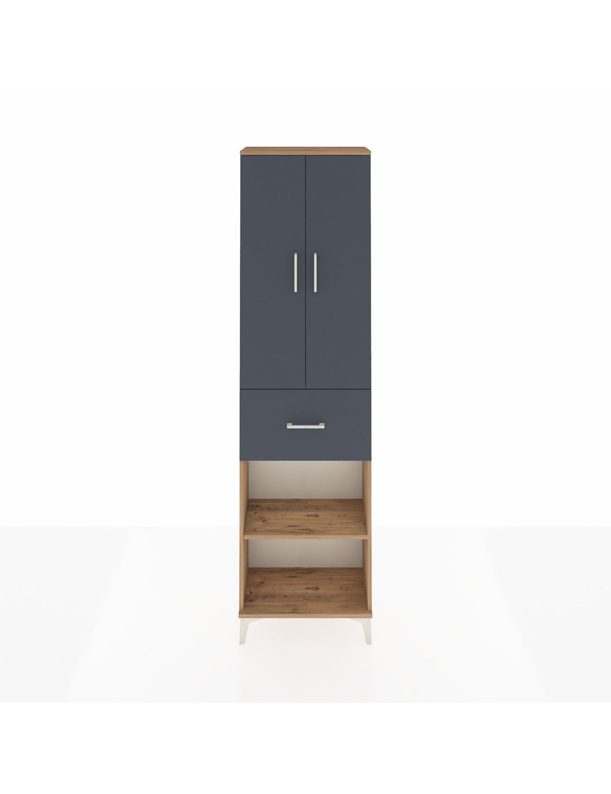 Arges Dolap 2 Raflı Tek Çekmeceli Tek Askılı 60x30x221 Çam-Antrasit