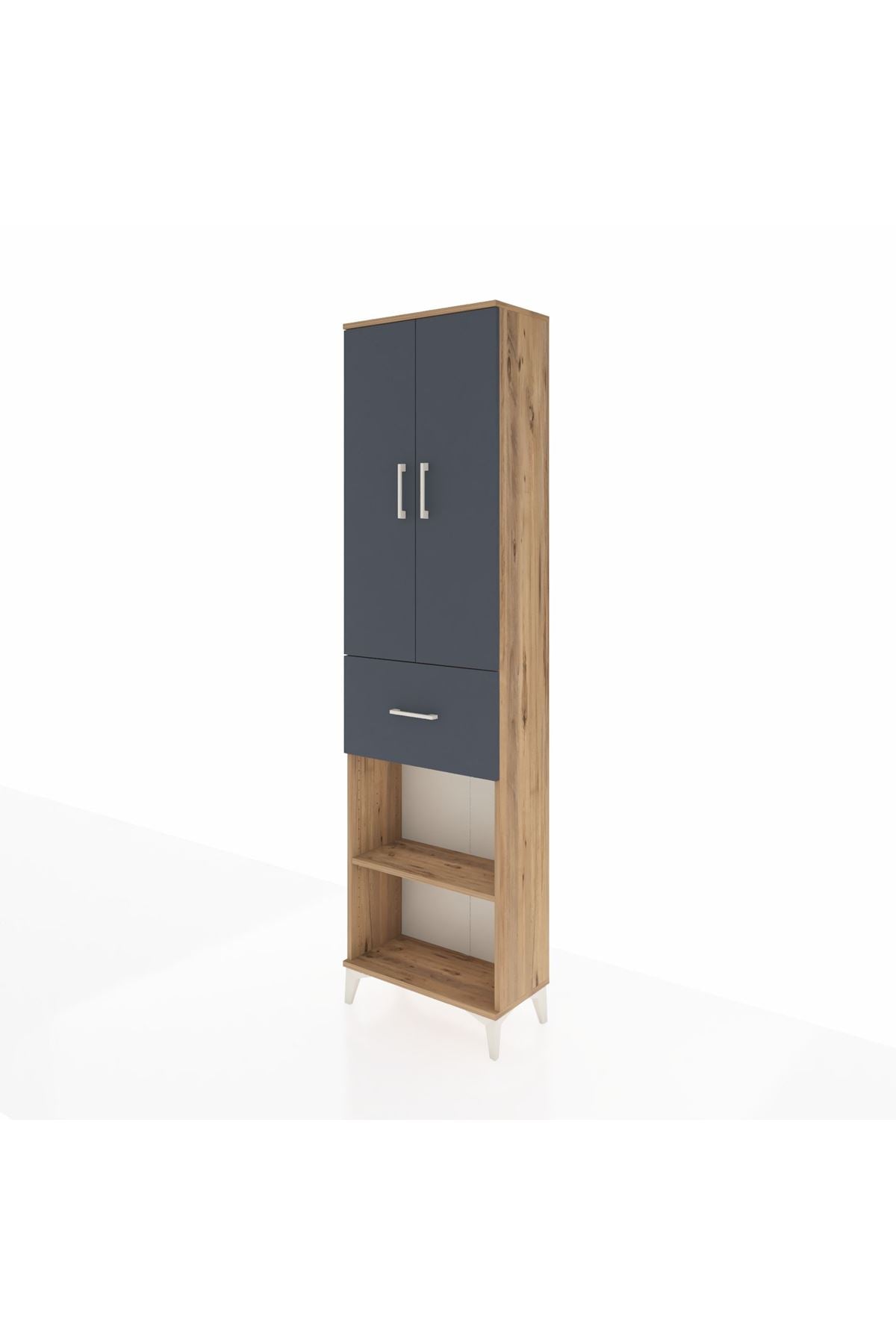 Arges Dolap 2 Raflı Tek Çekmeceli Tek Askılı 60x30x221 Çam-Antrasit