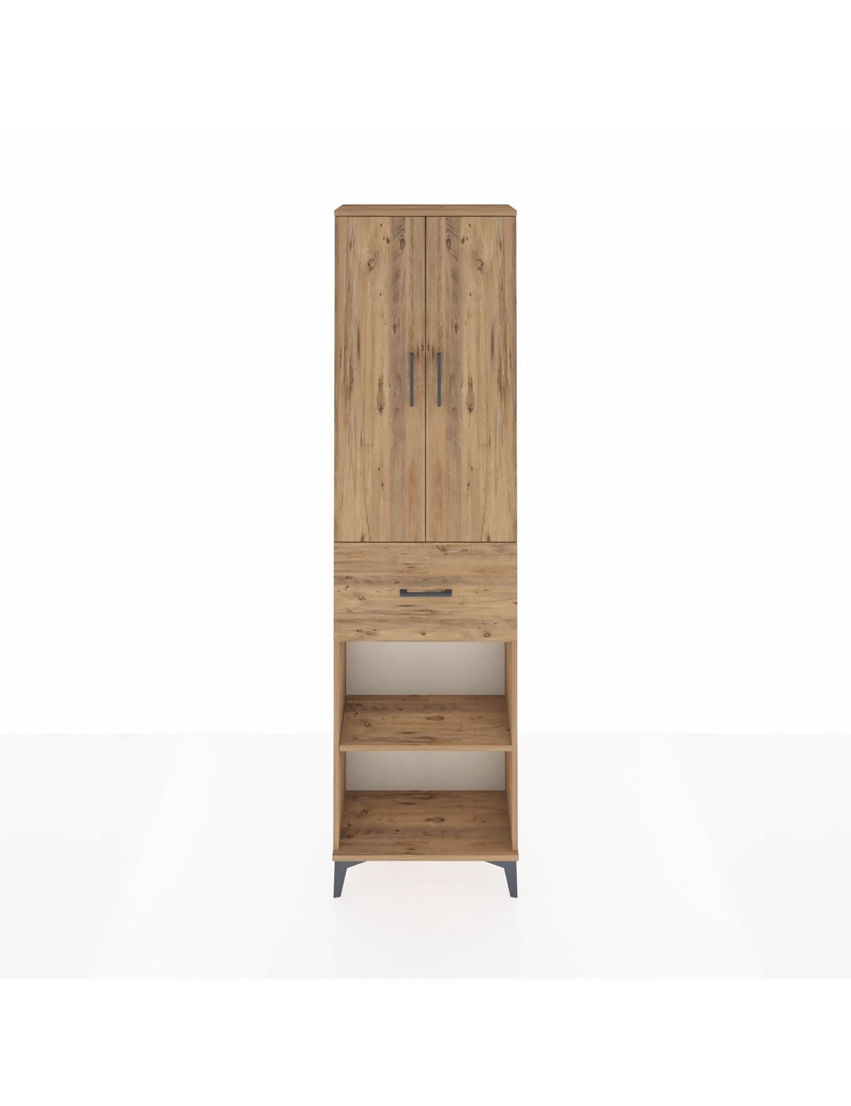 Arges Dolap 2 Raflı Tek Çekmeceli Tek Askılı 60x30x221 Çam-Çam