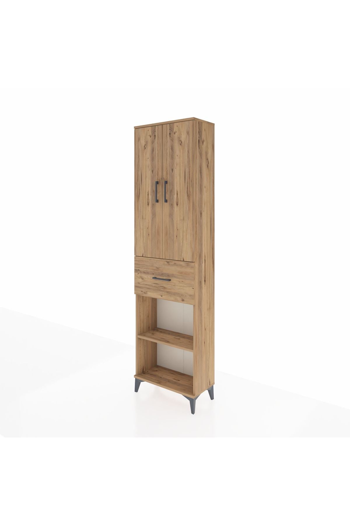 Arges Dolap 2 Raflı Tek Çekmeceli Tek Askılı 60x30x221 Çam-Çam