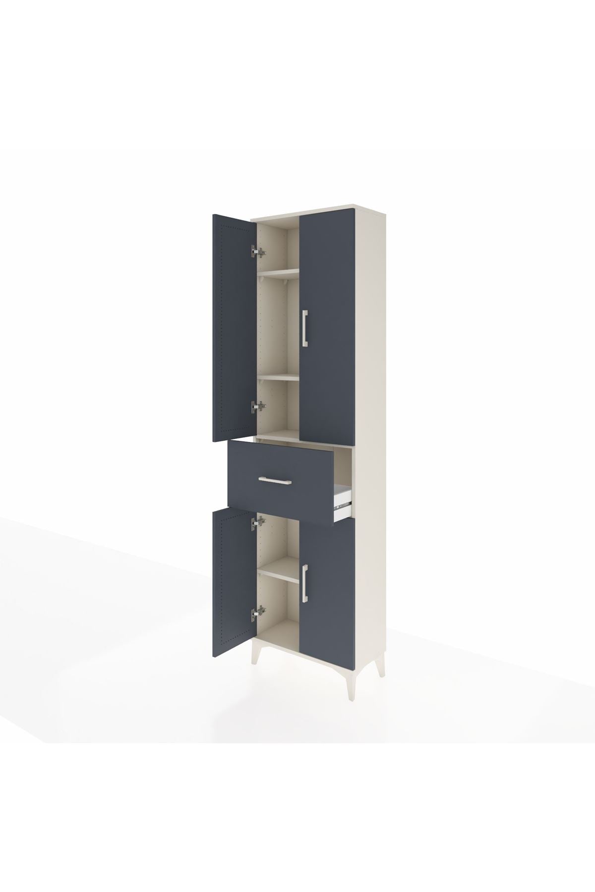 Arges Dolap 4 Raflı Tek Çekmeceli 4 Kapaklı 60x30x221 Aytaşı-Antrasit