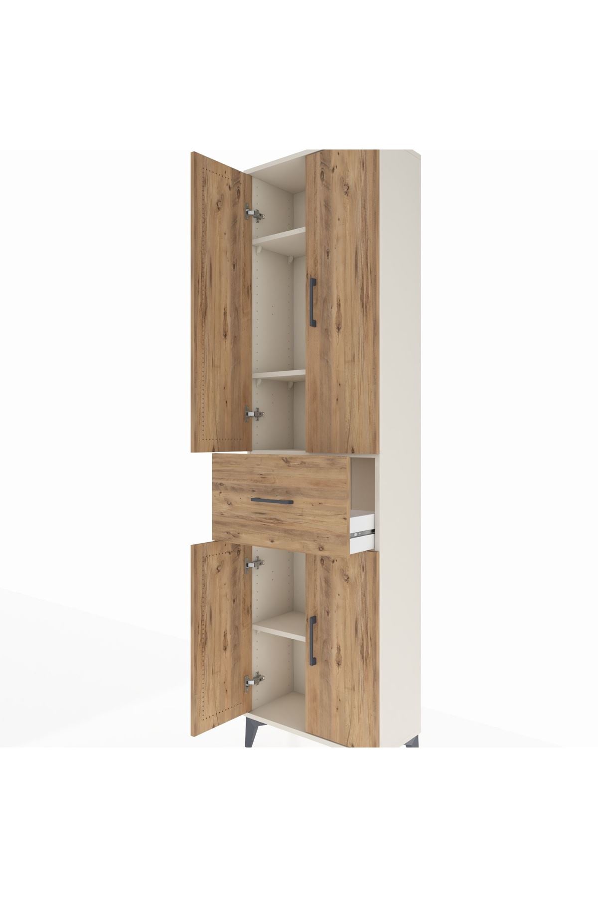 Arges Dolap 4 Raflı Tek Çekmeceli 4 Kapaklı 60x30x221 Aytaşı-Çam