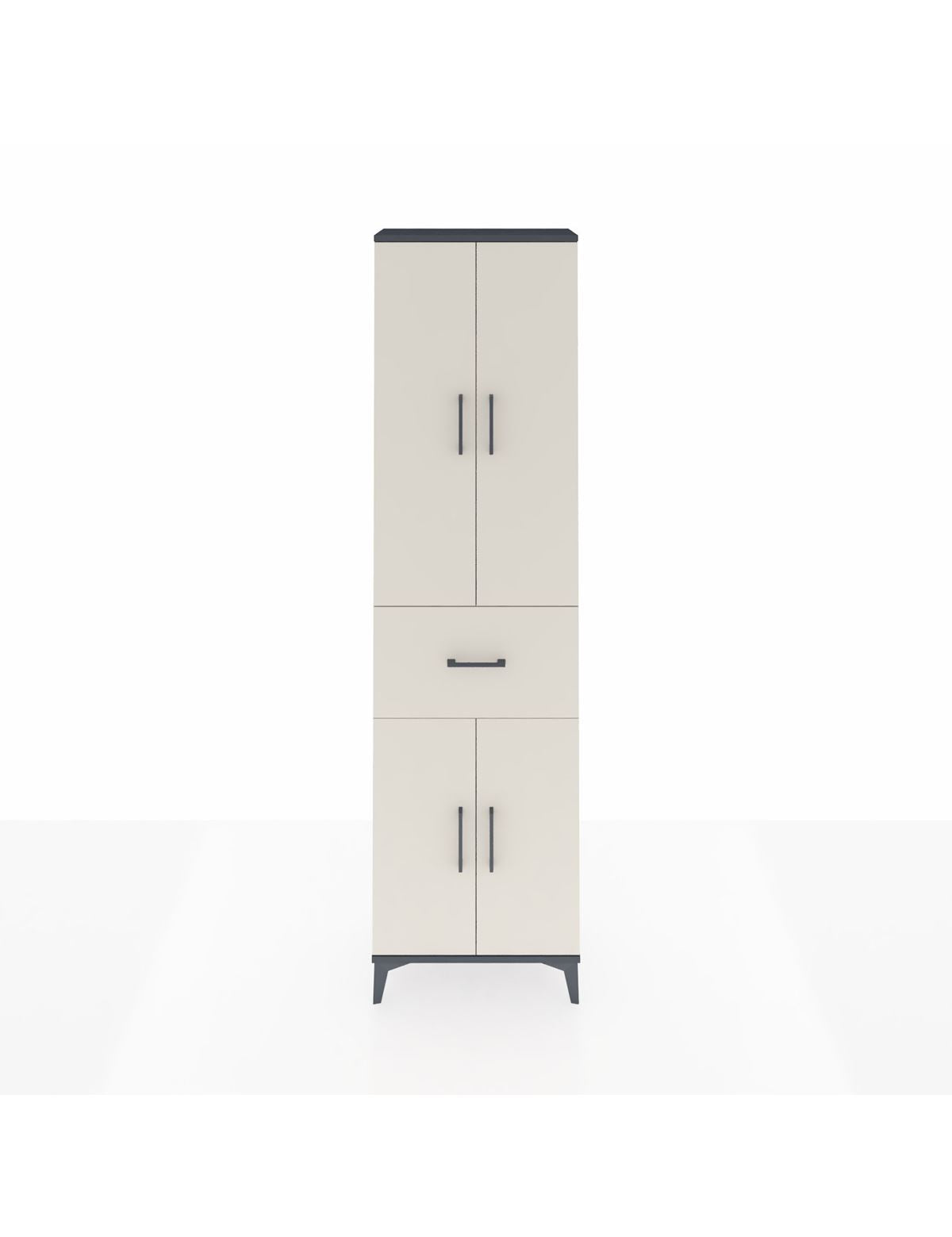 Arges Dolap 4 Raflı Tek Çekmeceli 4 Kapaklı 60x30x221 Antrasit-Aytaşı