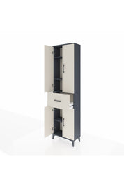 Arges Dolap 4 Raflı Tek Çekmeceli 4 Kapaklı 60x30x221 Antrasit-Aytaşı