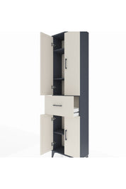 Arges Dolap 4 Raflı Tek Çekmeceli 4 Kapaklı 60x30x221 Antrasit-Aytaşı