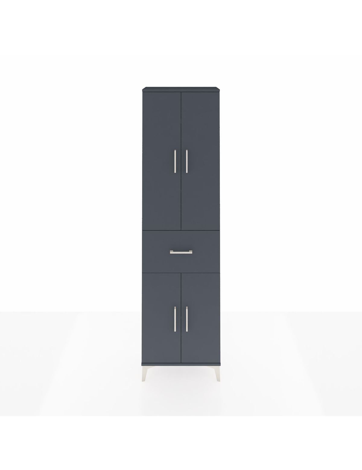Arges Dolap 4 Raflı Tek Çekmeceli 4 Kapaklı 60x30x221 Antrasit-Antrasit