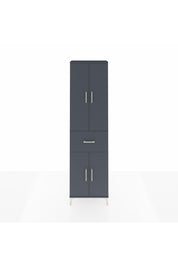 Arges Dolap 4 Raflı Tek Çekmeceli 4 Kapaklı 60x30x221 Antrasit-Antrasit