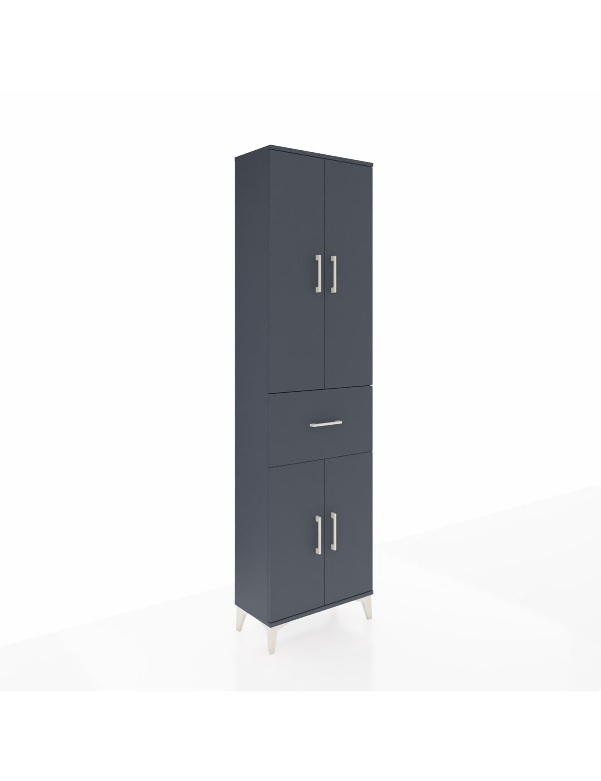 Arges Dolap 4 Raflı Tek Çekmeceli 4 Kapaklı 60x30x221 Antrasit-Antrasit