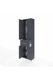 Arges Dolap 4 Raflı Tek Çekmeceli 4 Kapaklı 60x30x221 Antrasit-Antrasit