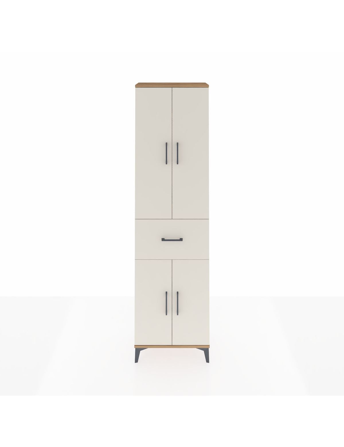 Arges Dolap 4 Raflı Tek Çekmeceli 4 Kapaklı 60x30x221 Çam-Aytaşı