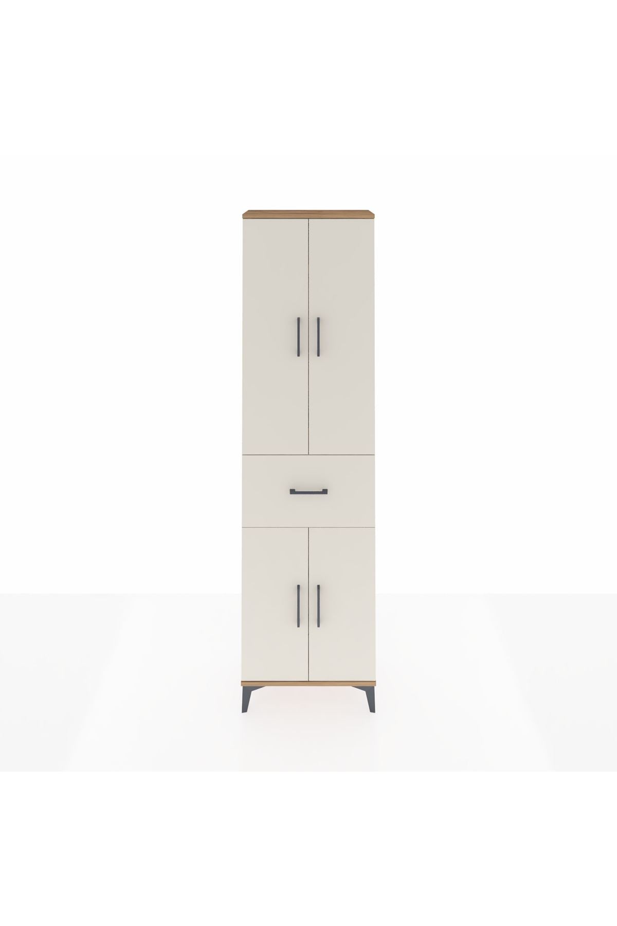 Arges Dolap 4 Raflı Tek Çekmeceli 4 Kapaklı 60x30x221 Çam-Aytaşı