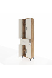 Arges Dolap 4 Raflı Tek Çekmeceli 4 Kapaklı 60x30x221 Çam-Aytaşı