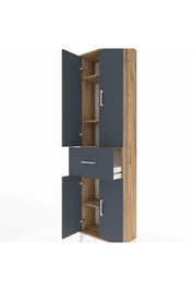 Arges Dolap 4 Raflı Tek Çekmeceli 4 Kapaklı 60x30x221 Çam-Antrasit