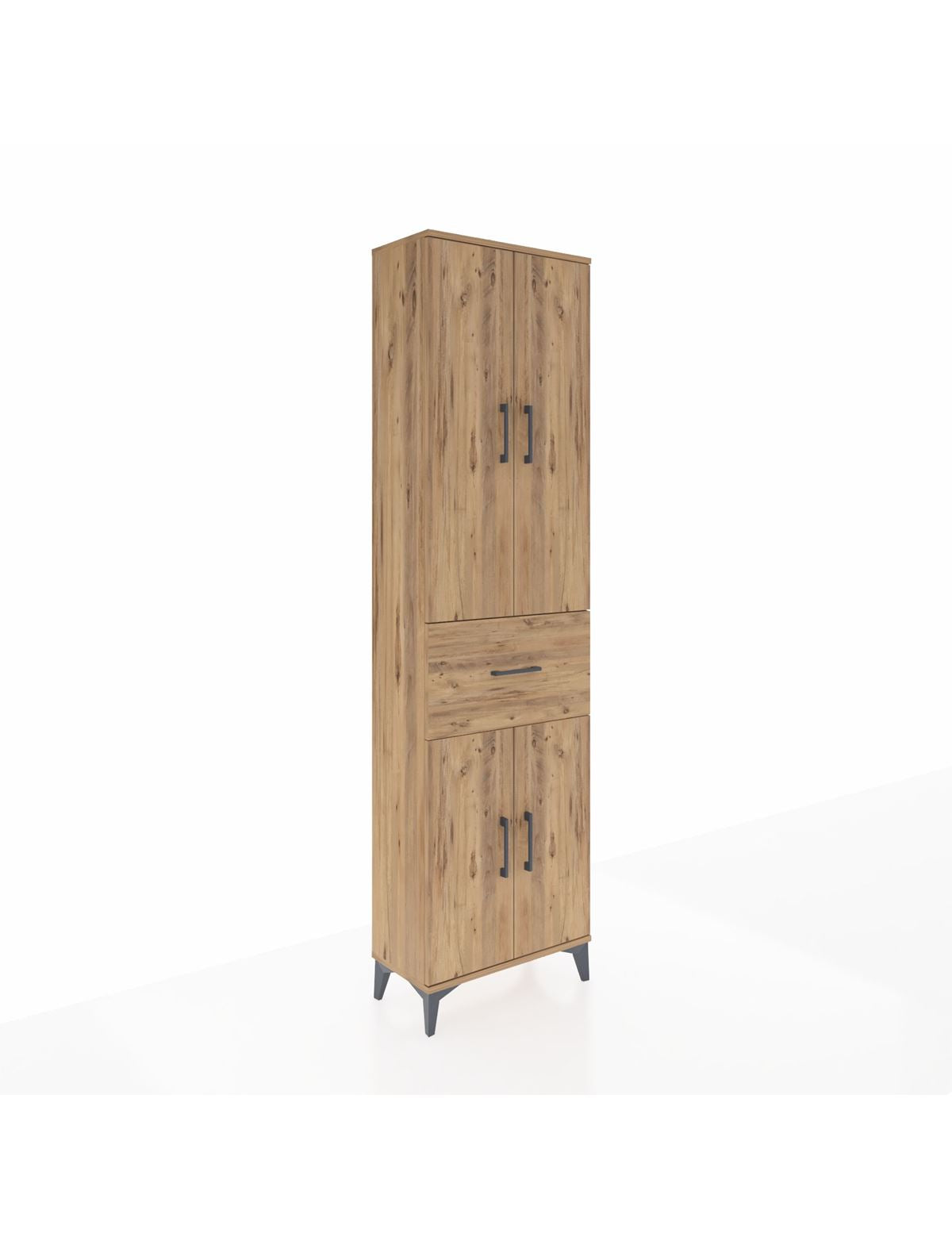 Arges Dolap 4 Raflı Tek Çekmeceli 4 Kapaklı 60x30x221 Çam-Çam