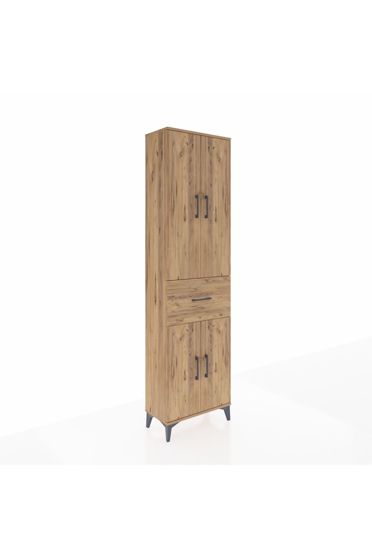 Arges Dolap 4 Raflı Tek Çekmeceli 4 Kapaklı 60x30x221 Çam-Çam