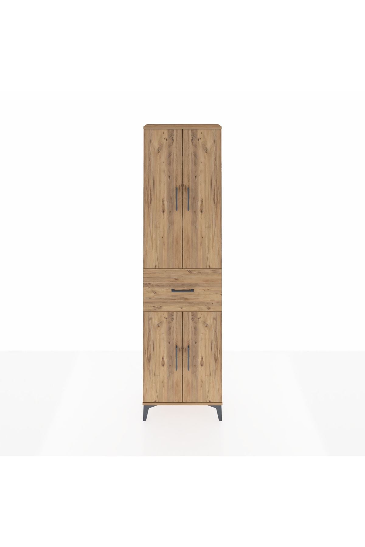 Arges Dolap 4 Raflı Tek Çekmeceli 4 Kapaklı 60x30x221 Çam-Çam