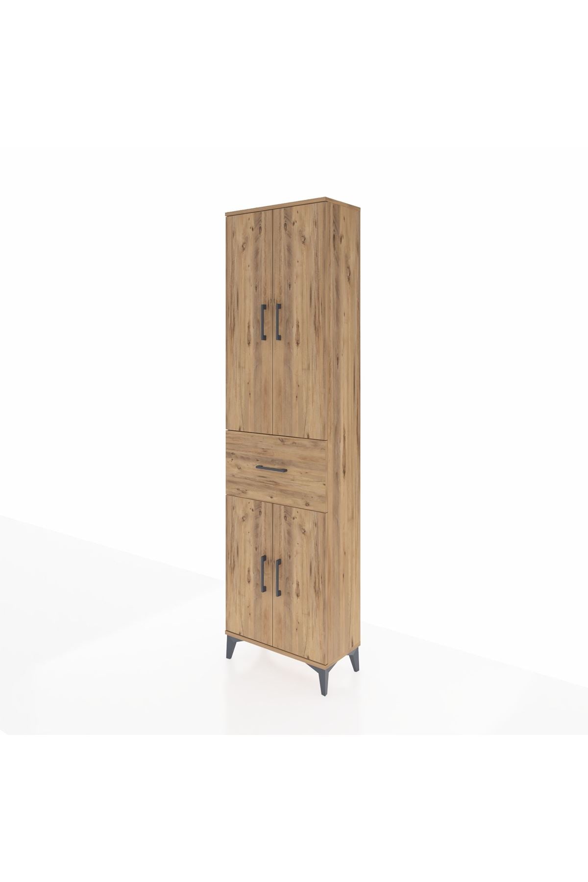 Arges Dolap 4 Raflı Tek Çekmeceli 4 Kapaklı 60x30x221 Çam-Çam