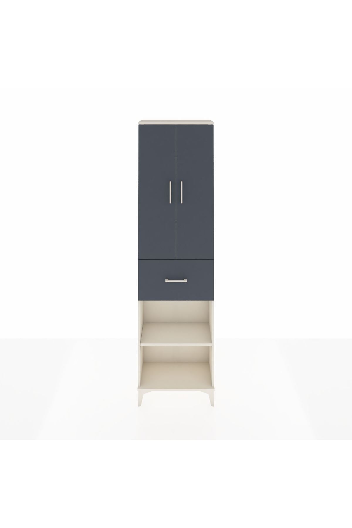 Arges Dolap 4 Raflı Tek Çekmeceli 2 Kapaklı 60x30x221 Aytaşı-Antrasit