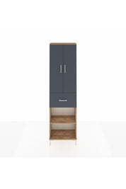 Arges Dolap 4 Raflı Tek Çekmeceli 2 Kapaklı 60x30x221 Çam-Antrasit