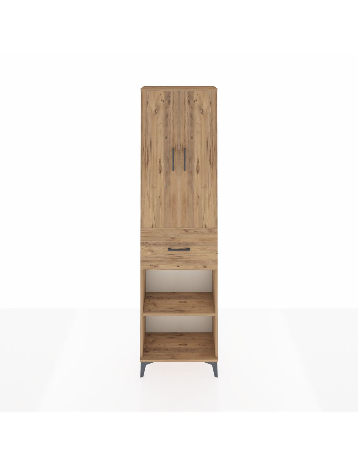 Arges Dolap 4 Raflı Tek Çekmeceli 2 Kapaklı 60x30x221 Çam-Çam