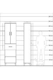 Arges Dolap 4 Raflı Tek Çekmeceli 2 Kapaklı 60x30x221 Çam-Çam