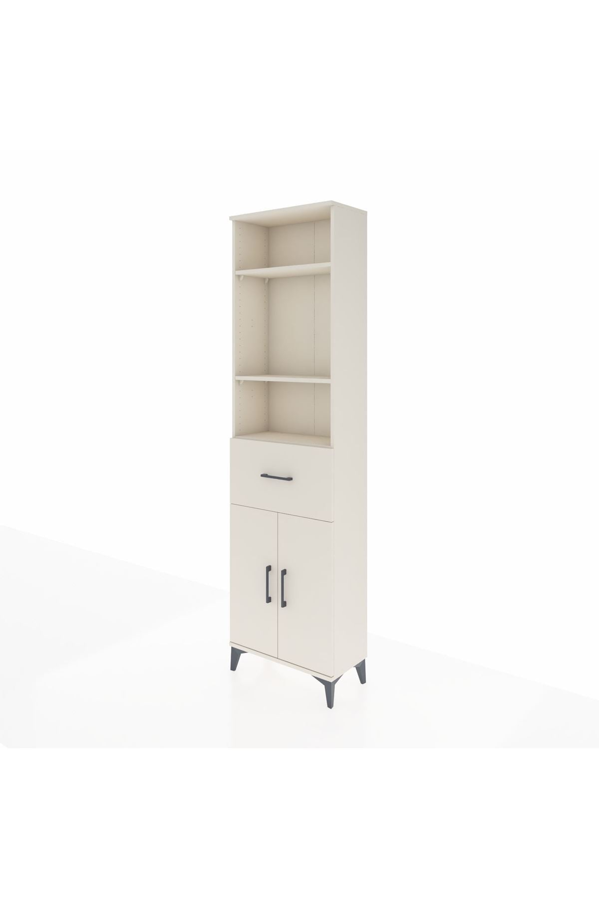 Arges Dolap 4 Raflı Tek Çekmeceli 2 Kapaklı 60x30x221 Aytaşı-Aytaşı