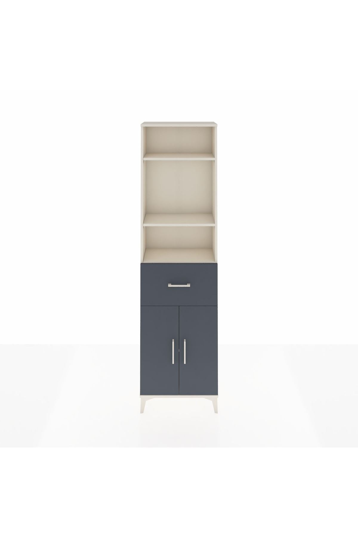 Arges Dolap 4 Raflı Tek Çekmeceli 2 Kapaklı 60x30x221 Aytaşı-Antrasit