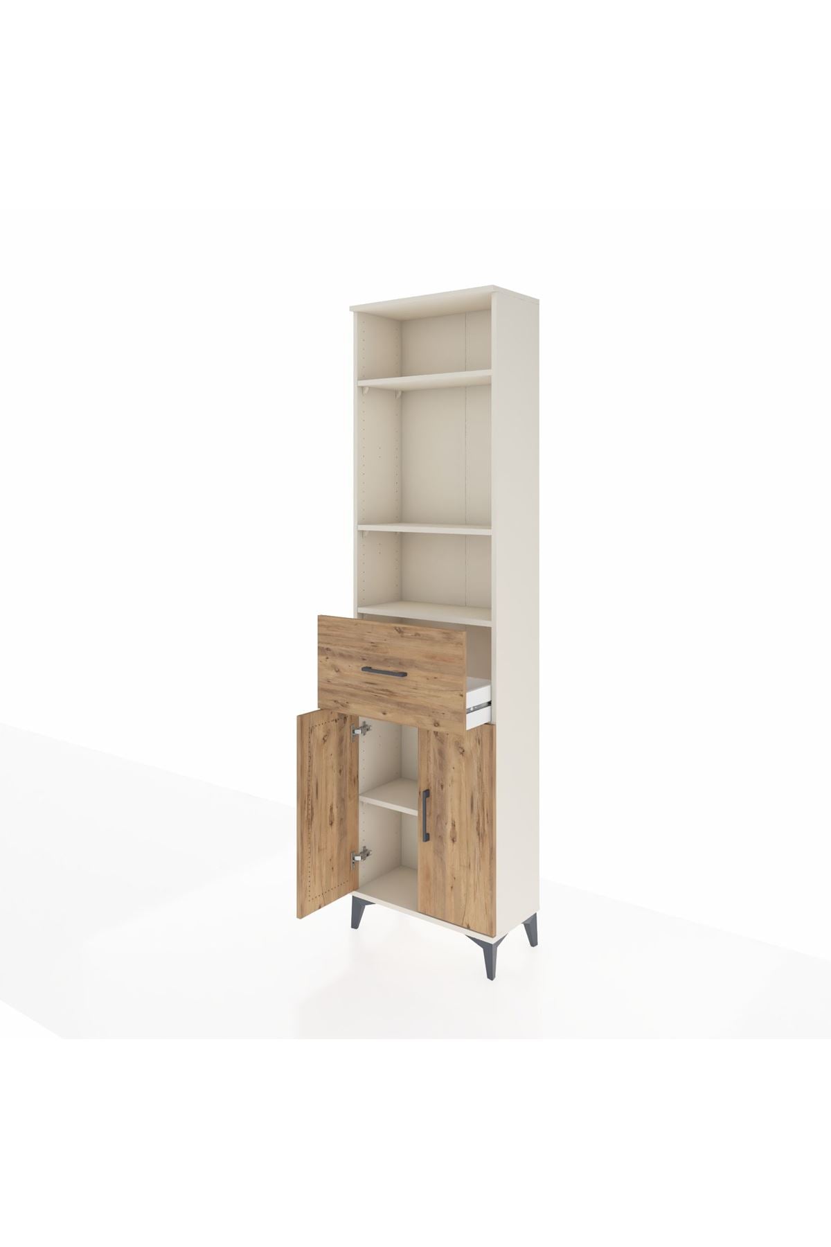 Arges Dolap 4 Raflı Tek Çekmeceli 2 Kapaklı 60x30x221 Aytaşı-Çam