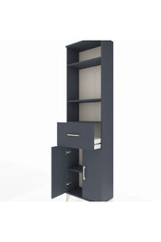 Arges Dolap 4 Raflı Tek Çekmeceli 2 Kapaklı 60x30x221 Antrasit-Antrasit